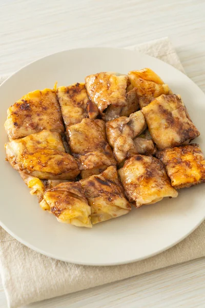 Roti Frito Com Ovo Banana Chocolate — Fotografia de Stock