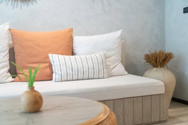 kanepede güzel ve rahat yastık dekorasyonu