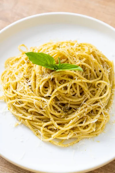 Pesto Spaghetti Pasta Vegetarian Food Italian Food Style — Stock Photo, Image
