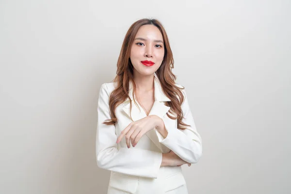 Retrato Hermosa Mujer Negocios Asiática Traje Vestido Blanco —  Fotos de Stock