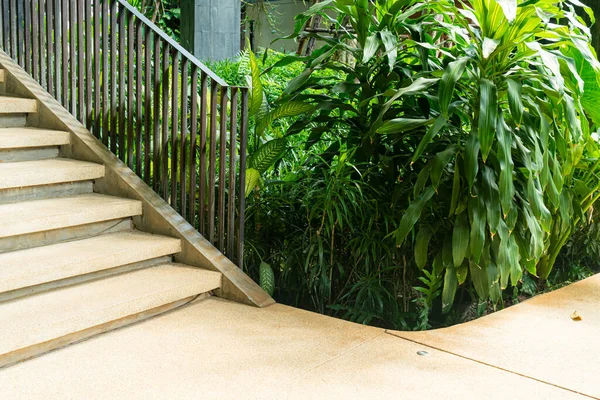 庭に熱帯の木がある階段 — ストック写真
