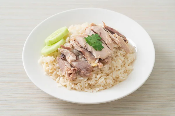 Hainanese Chicken Rice Steamed Rice Chicken Asian Food Style — Stock Photo, Image