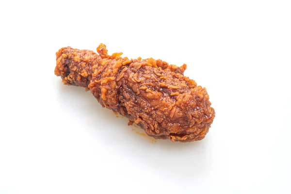Stekt Kyckling Med Kryddig Koreansk Sås Isolerad Vit Bakgrund — Stockfoto