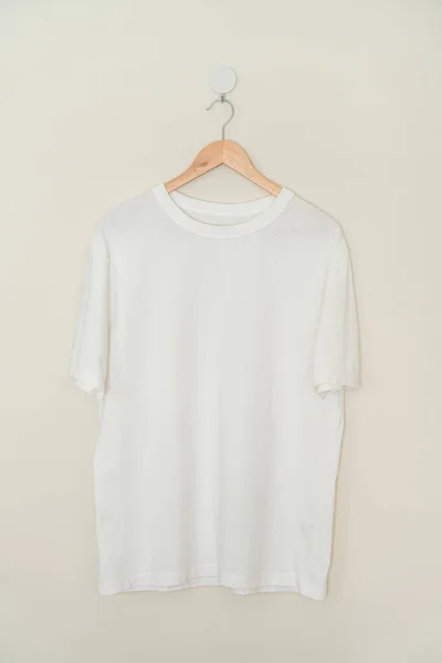 White Shirt Hanging Wood Hanger Wall — Stock Fotó