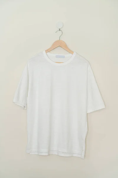 White Shirt Hanging Wood Hanger Wall — Stock Fotó