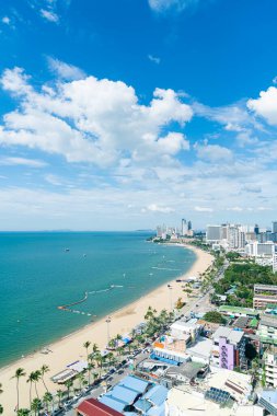 Pattaya Chonburi Tayland - 8 Kasım 2021: Pattaya şehrinin güzel manzarası ve şehir manzarası Tayland 'da popülerdir..