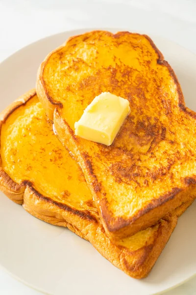 Torrado Francês Com Manteiga Mel Para Café Manhã — Fotografia de Stock