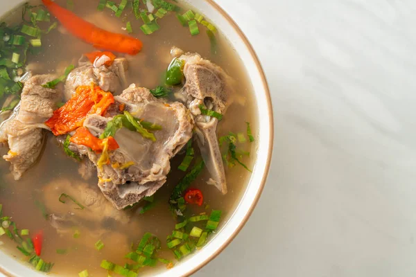 Spicy Chopped Pork Backbone Soup Spicy Leng Soup Asian Food — Stock Photo, Image