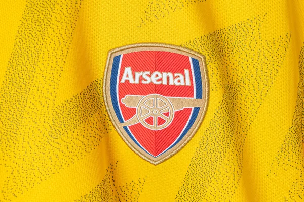 Bangkok Thailand Jan 2022 Close Arsenal Logo Arsenal Shirt Away — Stock Photo, Image