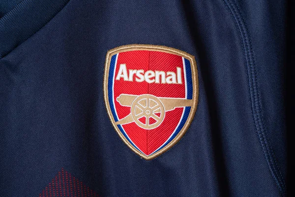 Bangkok Таїланд Січень 2022 Закрити Логотип Arsenal Футболці Arsenal Retro — стокове фото