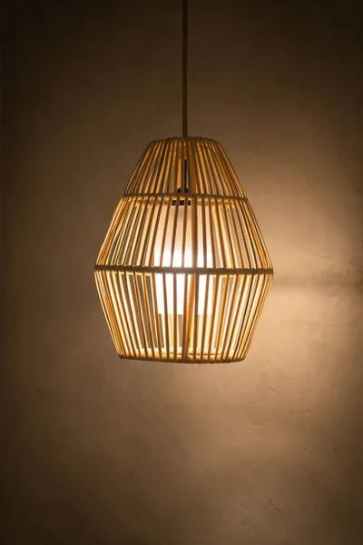 Beautiful Wicker Rattan Hanging Lamp — Stockfoto