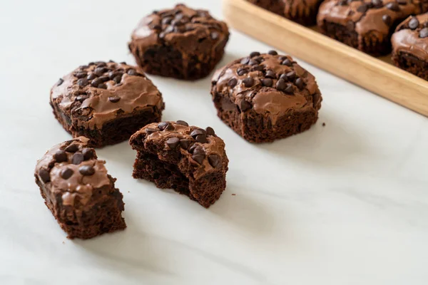 Dark Chocolate Brownies Chocolate Chips Top — Stock Photo, Image