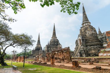 Ayutthaya, Tayland 'daki UNESCO Dünya Mirası Bölgesi, Sukhothai Tarih Parkı' ndaki Wat Phra Sri Santhe Tapınağı