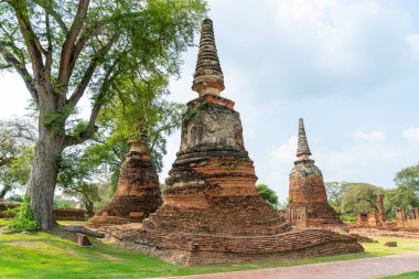 Ayutthaya, Tayland 'daki UNESCO Dünya Mirası Bölgesi, Sukhothai Tarih Parkı' ndaki Wat Phra Sri Santhe Tapınağı