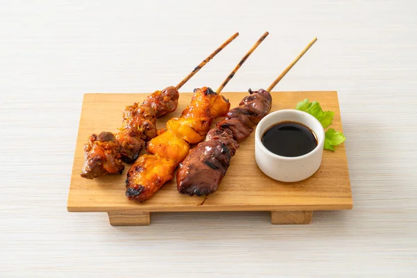 Japán Csirke Grill Vagy Yakitori Szolgálnak Izakaya Stílus Japán Étel — Stock Fotó