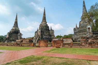 Ayutthaya, Tayland 'daki UNESCO Dünya Mirası Bölgesi, Sukhothai Tarih Parkı' ndaki Wat Phra Sri Santhe Tapınağı