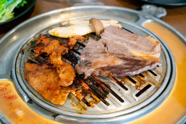 Carne Cerdo Carne Res Parrilla Estilo Coreano Barbacoa Coreana —  Fotos de Stock