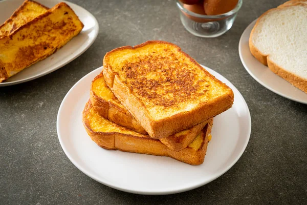 French Toast White Plate Breakfast — Stock Photo, Image