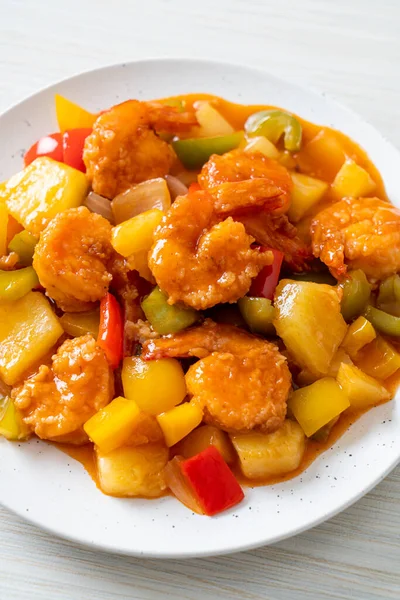 Stir Fried Sweet Sour Fried Shrimp Plate Asian Food Style — Stock Photo, Image