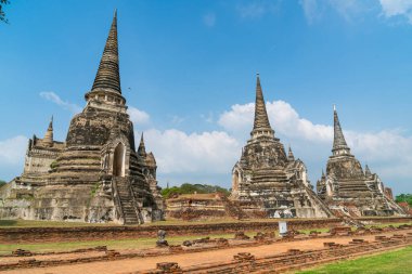 Ayutthaya, Tayland 'daki UNESCO Dünya Mirası Bölgesi, Sukhothai Tarih Parkı' ndaki Wat Phra Sri Santhe Tapınağı