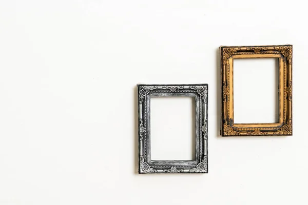 Empty Picture Frame White Wall Background Copy Space — Stock Photo, Image
