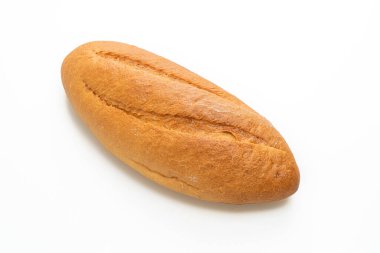 Beyaz arka planda izole edilmiş taze pişmiş Fransız ekmeği.