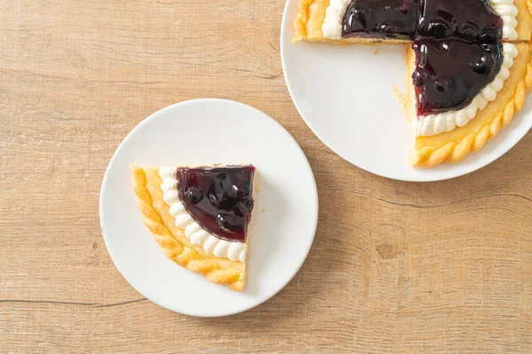 Delicioso Blueberry Cheese Pie Placa Branca — Fotografia de Stock