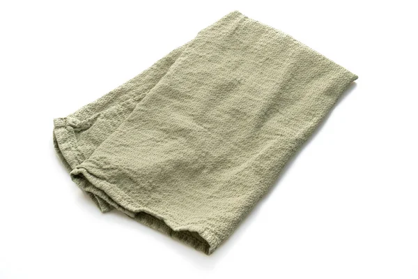 深绿色餐巾 白色背景隔离 — 图库照片