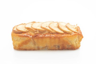 Elma ekmeği parçalanmış kek beyaz arka planda izole edilmiş.