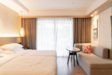 Özet olarak, arka plan için soyut bulanıklık ve odaksız otel odası
