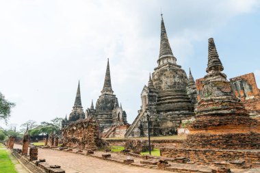 Ayutthaya, Tayland 'daki UNESCO Dünya Mirası Bölgesi, Sukhothai Tarih Parkı' ndaki Wat Phra Sri Santhe Tapınağı