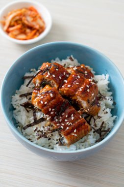 Yılan balığı pirinç kasesi veya unagi pirinç kasesi - Japon yemek tarzı.