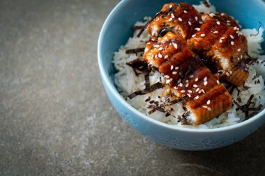 Yılan balığı pirinç kasesi veya unagi pirinç kasesi - Japon yemek tarzı.