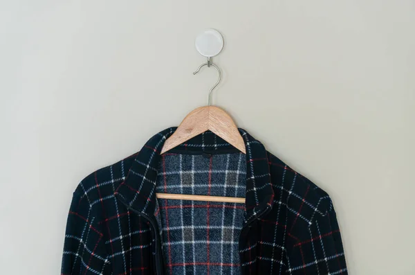 Black Jacket Hanging Wood Hanger Wall — ストック写真