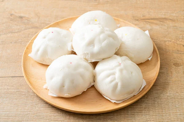 Stuffed Steamed Bun Wood Plate Chinese Food Style — Stock Photo, Image