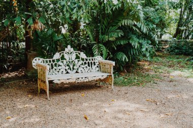 Bahçedeki boş vintage bank - vintage efekt süzgeci