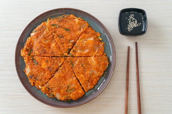 Korean Kimchi Pancake Kimchijeon Fried Mixed Egg Kimchi Flour Korean — Stock Photo, Image