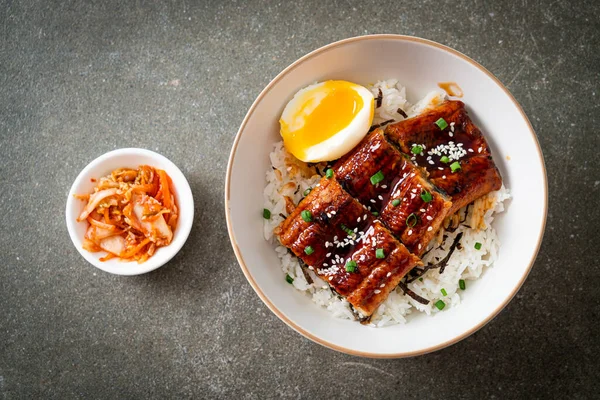 Yılan balığı pirinç kasesi veya unagi pirinç kasesi - Japon yemek tarzı.