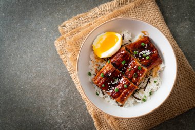 Yılan balığı pirinç kasesi veya unagi pirinç kasesi - Japon yemek tarzı.