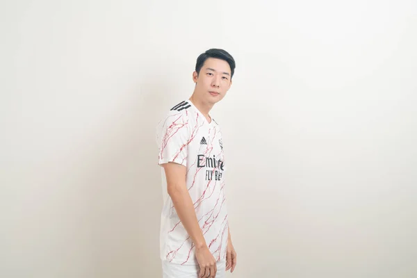 Bangkok Thailand Nov 2021 Young Asian Man Wearing Arsenal Shirt — Stock Photo, Image