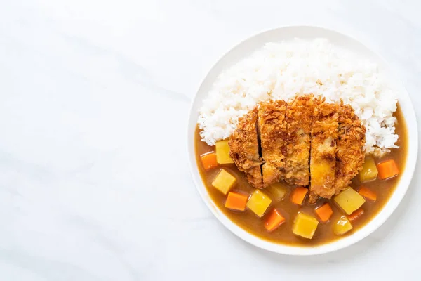 Knuspriges Gebratenes Schweineschnitzel Mit Curry Und Reis Japanische Küche — Stockfoto