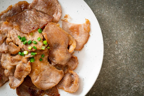 Parrilla Cuello Cerdo Rodajas Placa Estilo Asiático — Foto de Stock