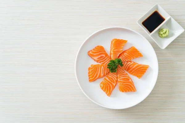 Somon Proaspăt Raw Sashimi Stil Alimentar Japonez — Fotografie, imagine de stoc