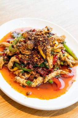 Çin usulü kızarmış domuz ve Mala Chili.