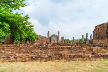 Ayutthaya, Tayland 'daki UNESCO Dünya Mirası Bölgesi, Sukhothai Tarih Parkı' ndaki Wat Phra Sri Santhe Tapınağı