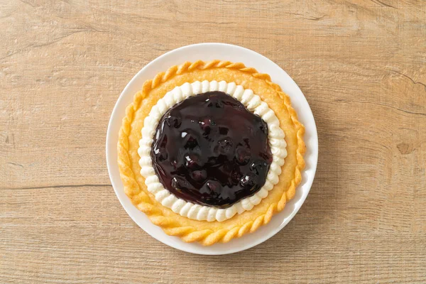 Delicious Blueberry Cheese Pie White Plate — Stock Photo, Image