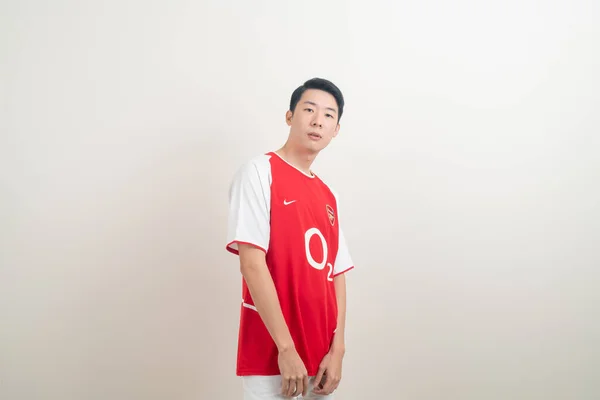 Bangkok Thailand November 2021 Junger Asiatischer Mann Arsenal Trikot Mit — Stockfoto