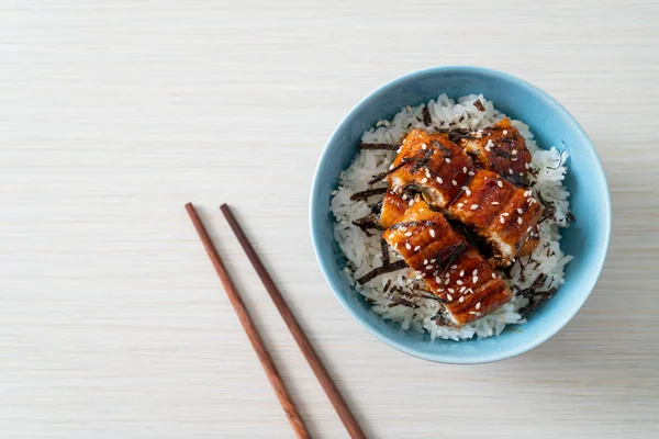 Yılan balığı pirinç kasesi veya unagi pirinç kasesi - Japon yemek tarzı.