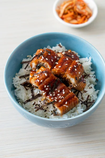 Yılan balığı pirinç kasesi veya unagi pirinç kasesi - Japon yemek tarzı.