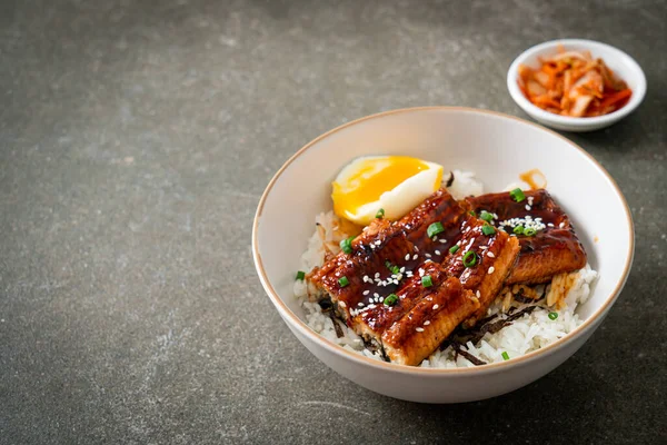 Yılan balığı pirinç kasesi veya unagi pirinç kasesi - Japon yemek tarzı.